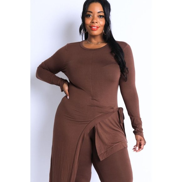 Boutique Tops - Women's Casual Unbalance Top And Matching Leggings Sets Plus Size Curvy 1X 2X 3X